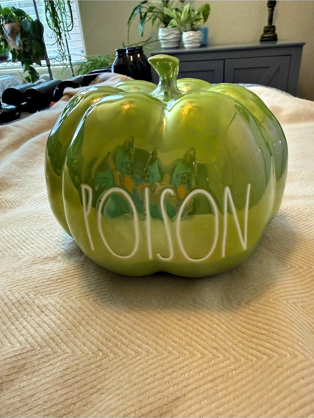 Rae Dunn Poison Pumpkin Green Halloween Decor Like New